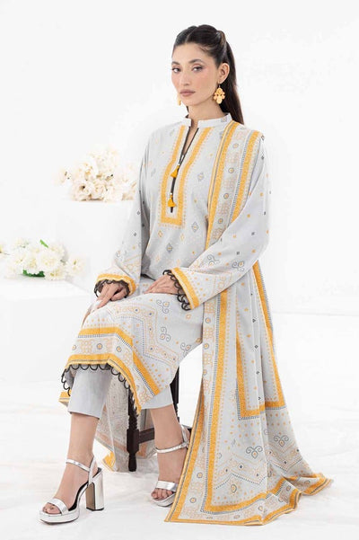 Gul Ahmed 3PC Unstitched Gold Printed Dhanak Suit WNS-32334 A