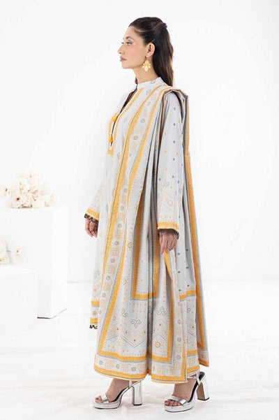 Gul Ahmed 3PC Unstitched Gold Printed Dhanak Suit WNS-32334 A