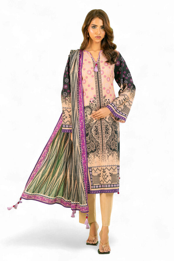 Gul Ahmed 3 Piece Unstitched Printed Cotton Linen Suit With Dupatta WNS-52027