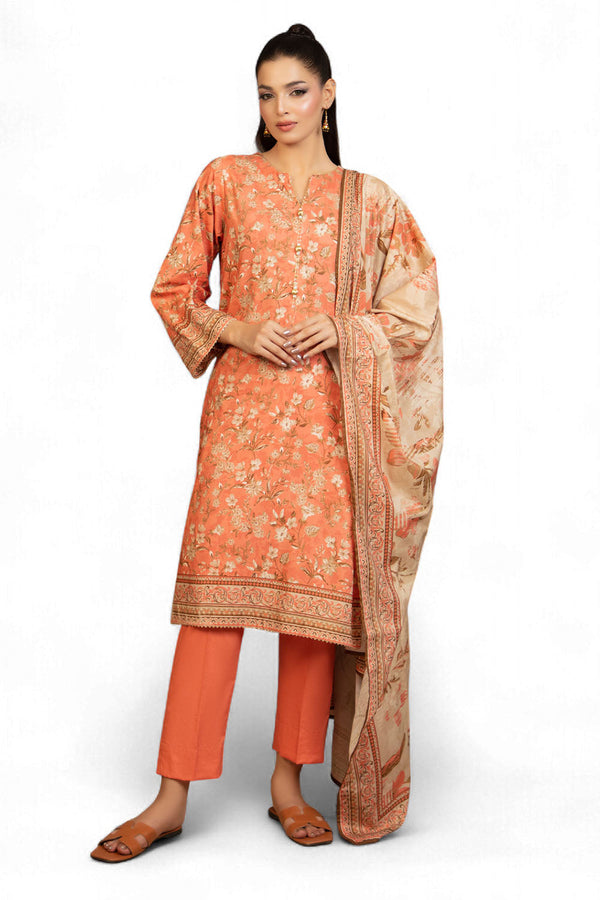 Gul Ahmed 3 Piece Unstitched Printed Cotton Linen Suit With Dupatta WNS-52057