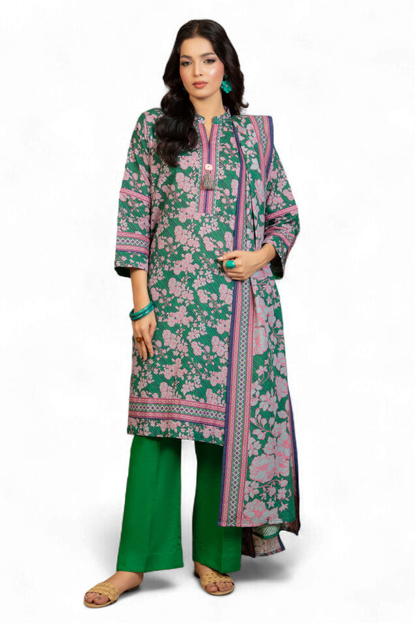 Gul Ahmed 3 Piece Unstitched Printed Khaddar Suit With Dupatta WNS-52058