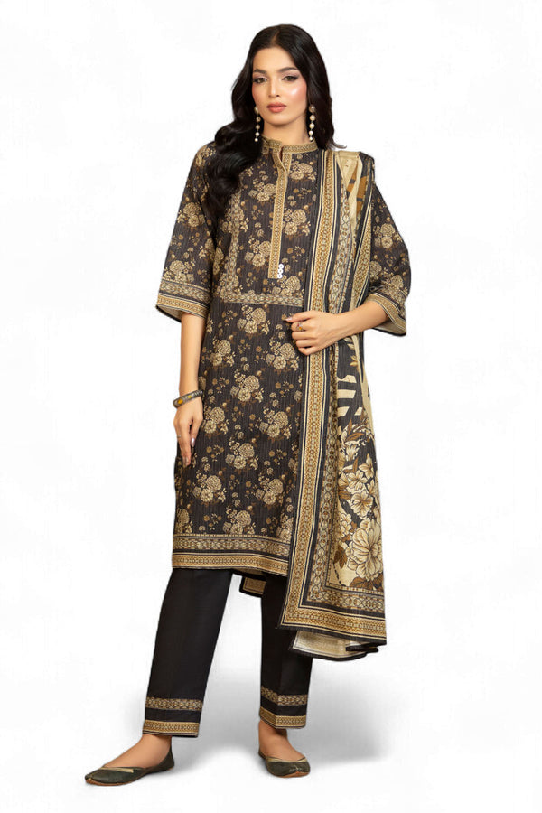 Gul Ahmed 3 Piece Unstitched Printed Khaddar Suit With Dupatta WNS-52066