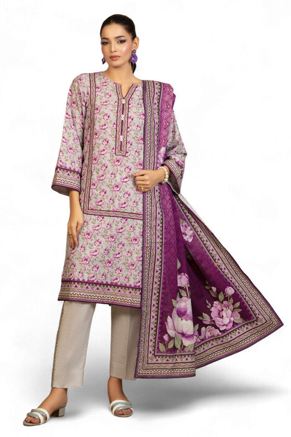 Gul Ahmed 3 Piece Unstitched Printed Khaddar Suit With Dupatta WNS-52069