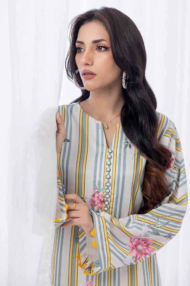 Gul Ahmed 1 Piece Printed Twill Linen Unstitched Shirt WNSS-32024