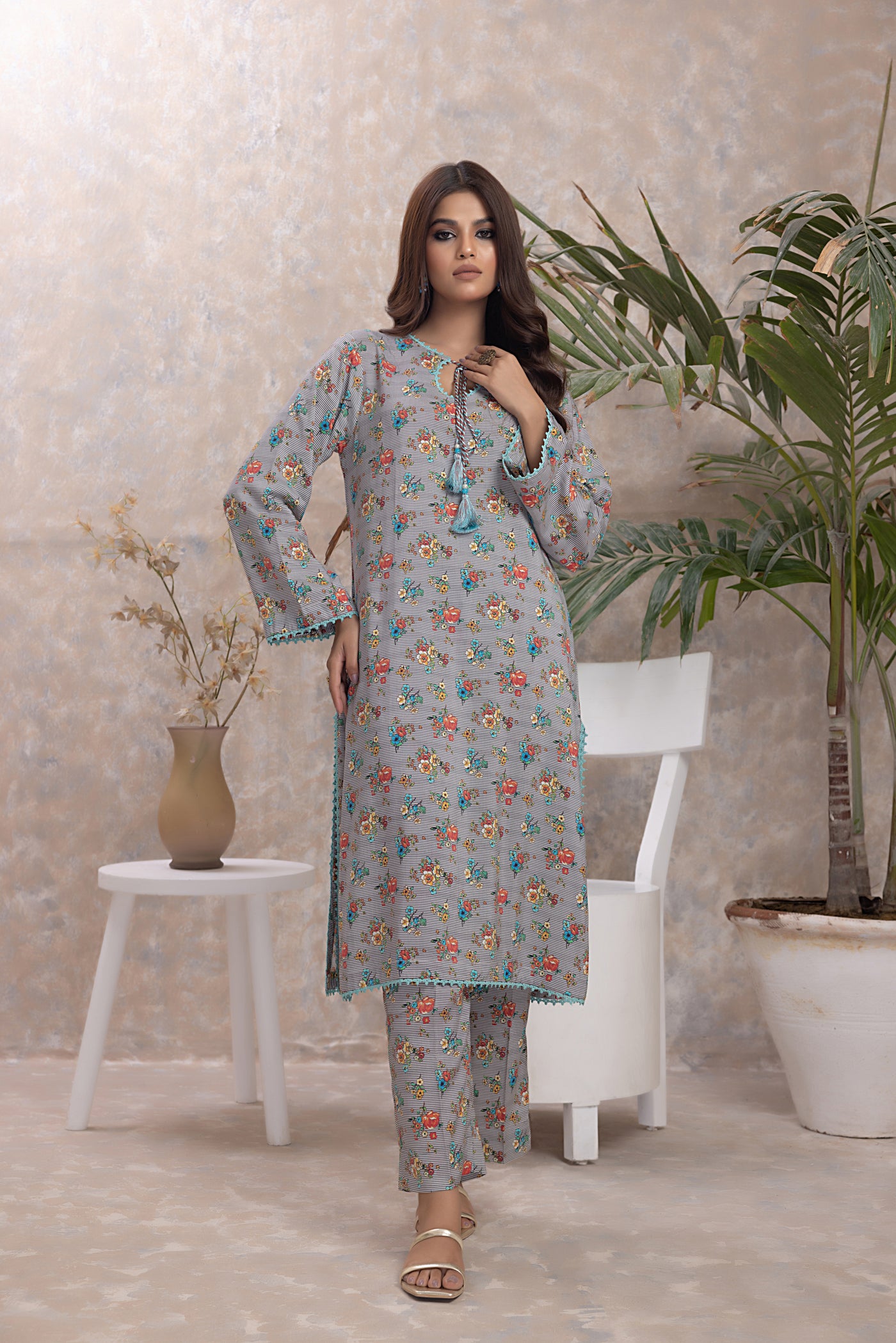 Gul Ahmed 2PC Unstitched Printed Linen Shirt Printed Linen Trouser WNST-32059