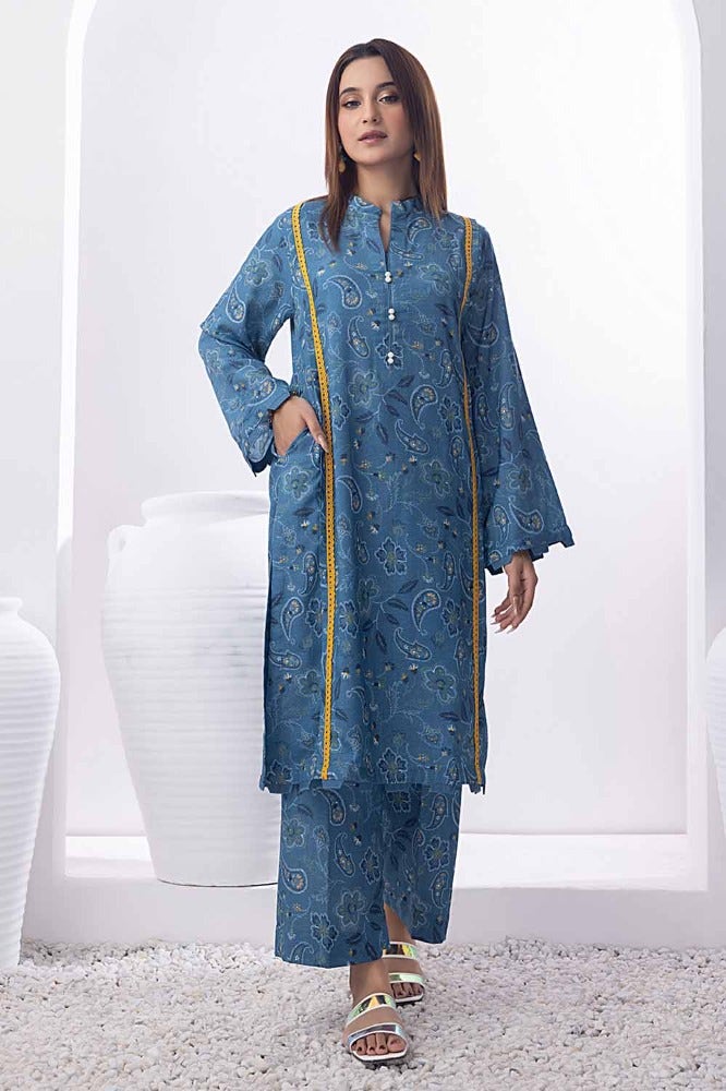 Gul Ahmed 2 Piece Printed Karandi Unstitched Suit WNST-32065