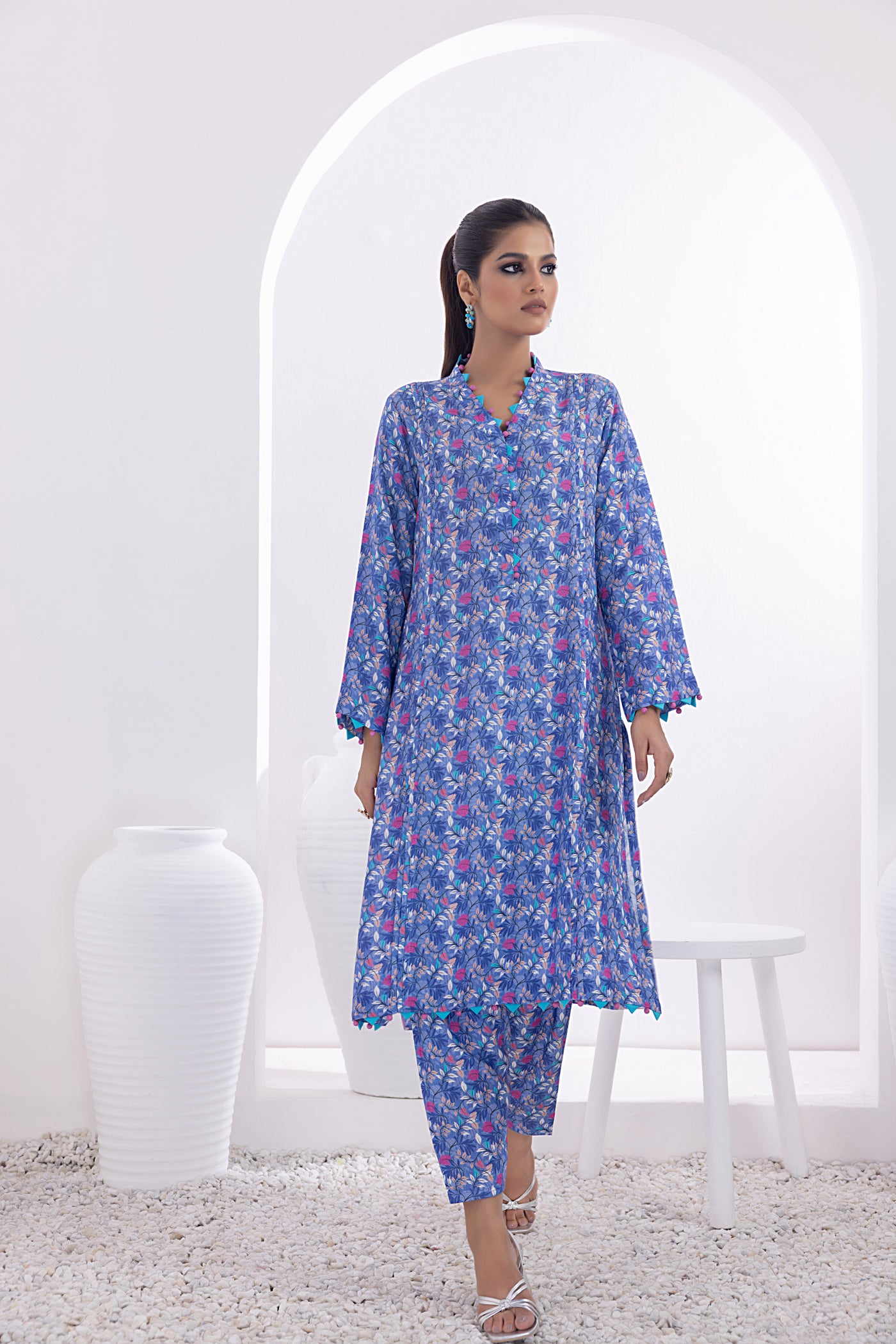 Gul Ahmed 2PC Unstitched Printed Karandi Shirt Printed Karandi Trouser WNST-32071