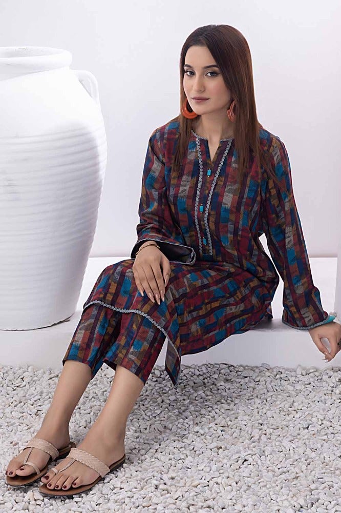 Gul Ahmed 2 Piece Printed Dhanak Unstitched Suit WNST-32078