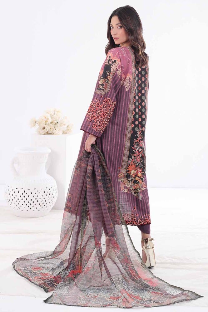 Gul Ahmed 3PC Printed Embroidered Khaddar Unstitched Suit with Karandi Dupatta WRF-32012