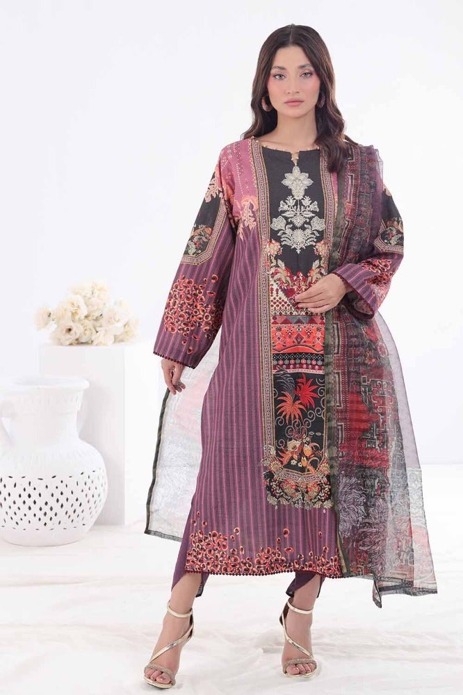 Gul Ahmed 3PC Printed Embroidered Khaddar Unstitched Suit with Karandi Dupatta WRF-32012