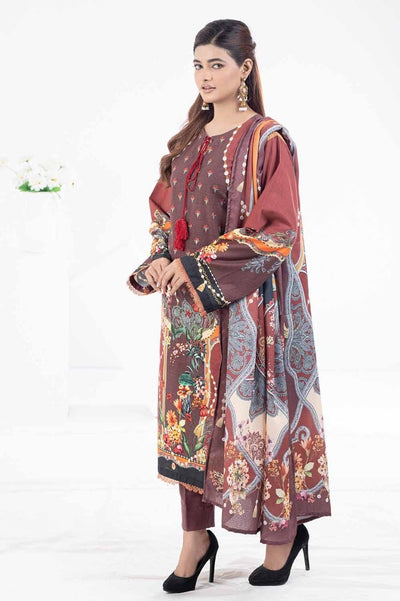 Gul Ahmed 3PC Printed Khaddar Unstitched Suit with Linen Dupatta WRF-32013