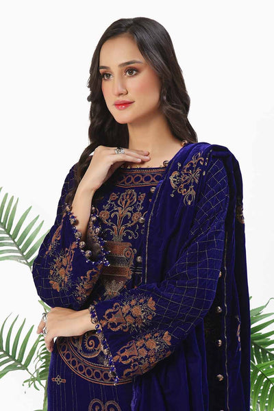 Gul Ahmed 3 Piece Unstitched Embroidered Velvet Suit with Embroidered Velvet Dupatta WV-42001