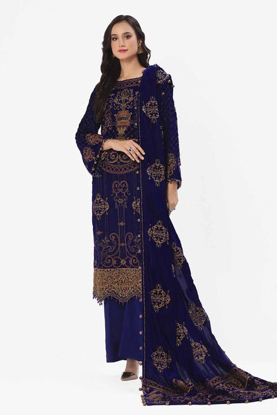 Gul Ahmed 3 Piece Unstitched Embroidered Velvet Suit with Embroidered Velvet Dupatta WV-42001