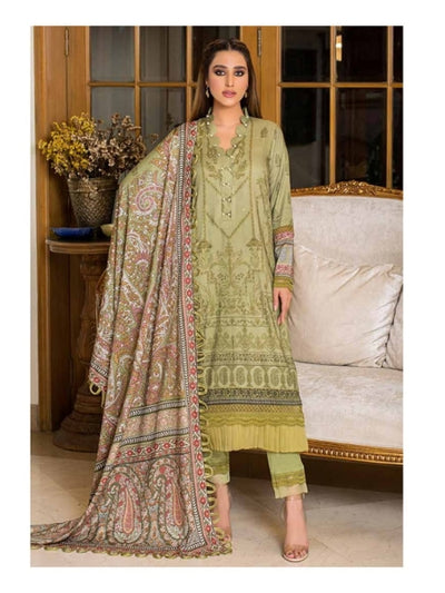 Mausummary 3 Piece Stitched Printed Linen Suit Willow