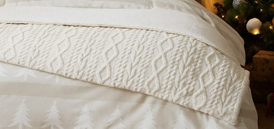 Vantona Cable Knit Throw Sherpa Fleece 150x200cm (Sold Separately)
