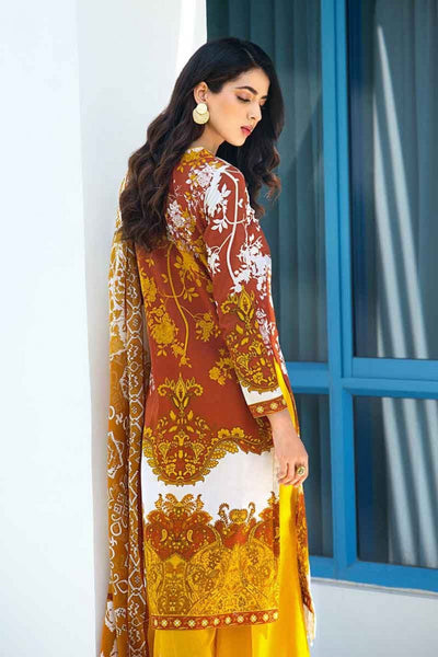 Gul Ahmed Printed Lawn and Embroidered lace Beige 3 PC Stitched Suit - CL-514 B