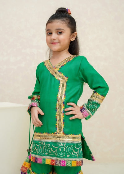 Modest Stitched Kid’s Mah e Noor Green - 8715