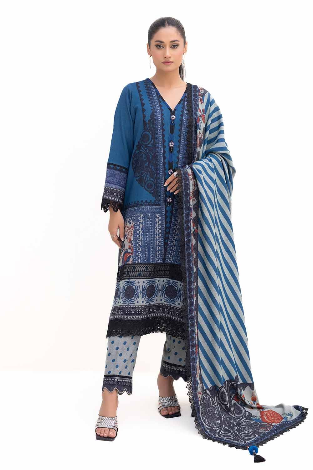 Gul Ahmed 3PC Unstitched Printed Dhanak Suit DH-42009