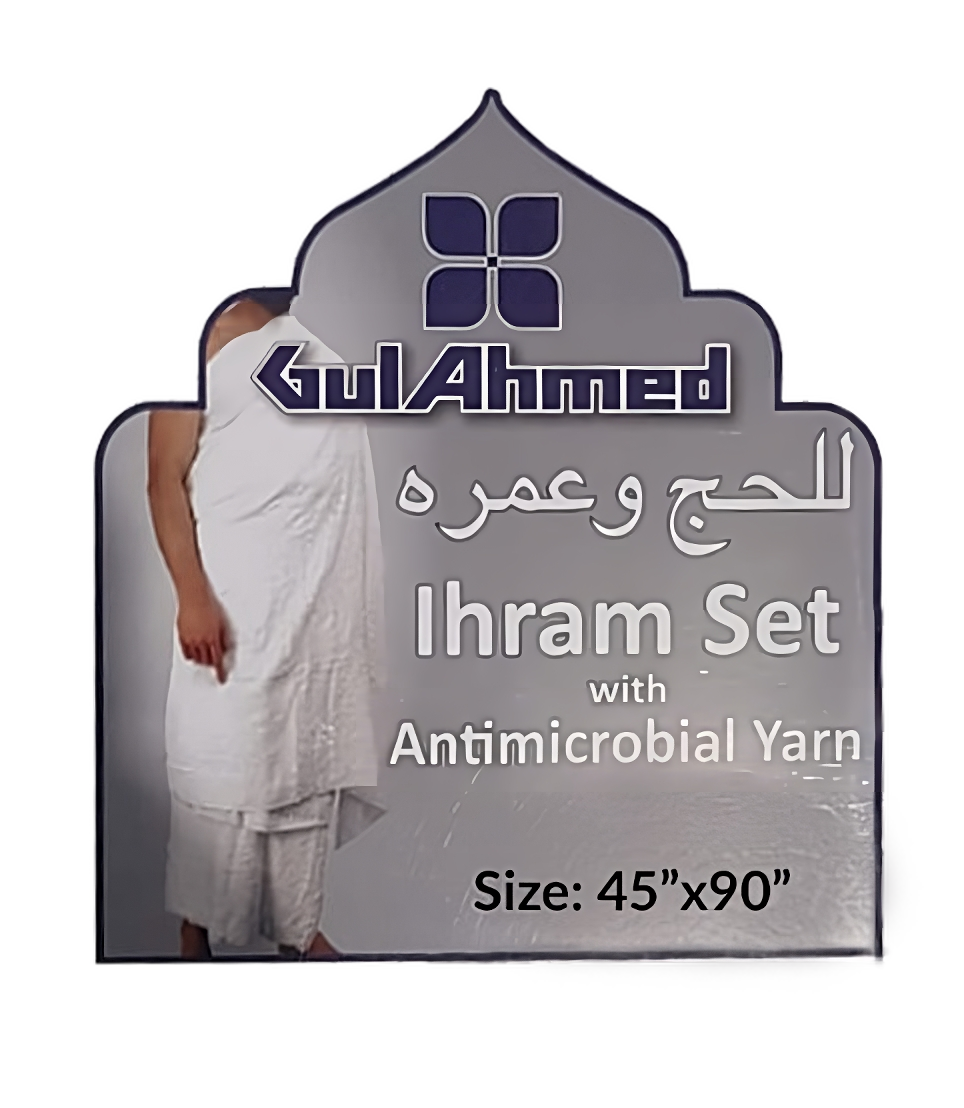 Gul Ahmed 2 Piece Islamic Antimicrobial Yarn Ihram Set for Hajj & Umrah