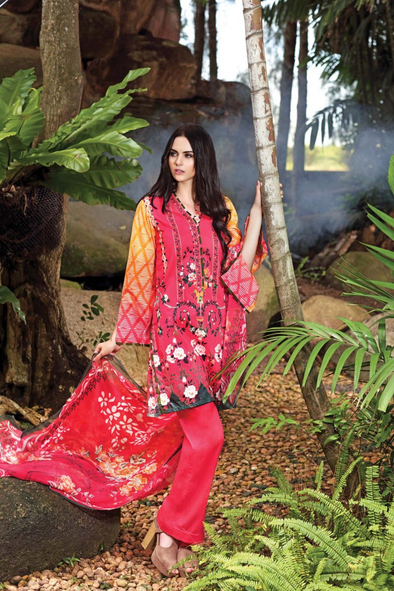 Gul Ahmed Red Blended Chiffon BMSC-18