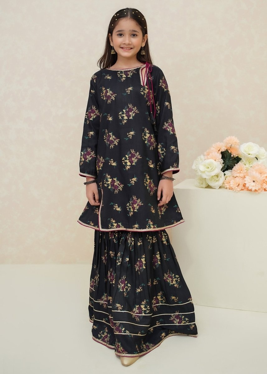 Modest Stitched Kid’s Rawsilk 3 Piece Black Suit - 8975