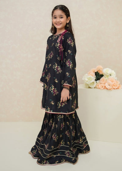 Modest Stitched Kid’s Rawsilk 3 Piece Black Suit - 8975