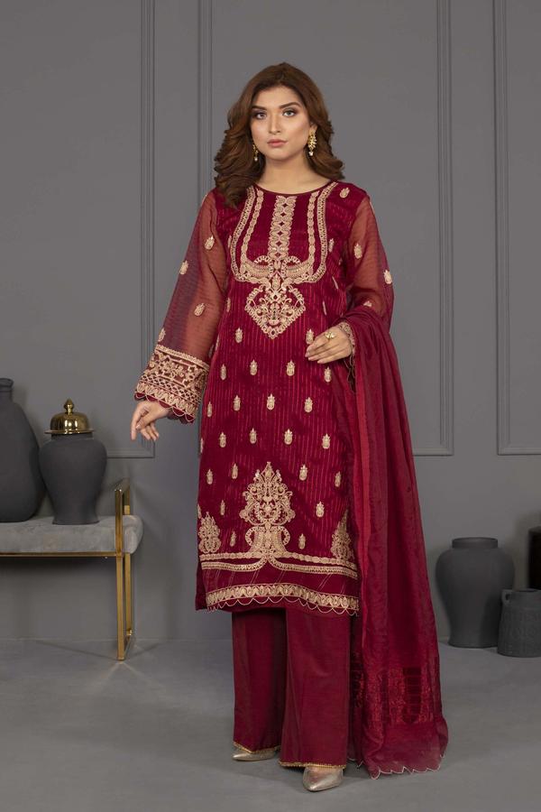 Sapphire 3 Piece Unstitched Embroidered Ladies Suit Cherry Affair - V4