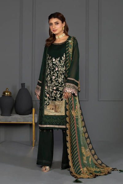 Sapphire 3 Piece Unstitched Embroidered Emerald Green - V4