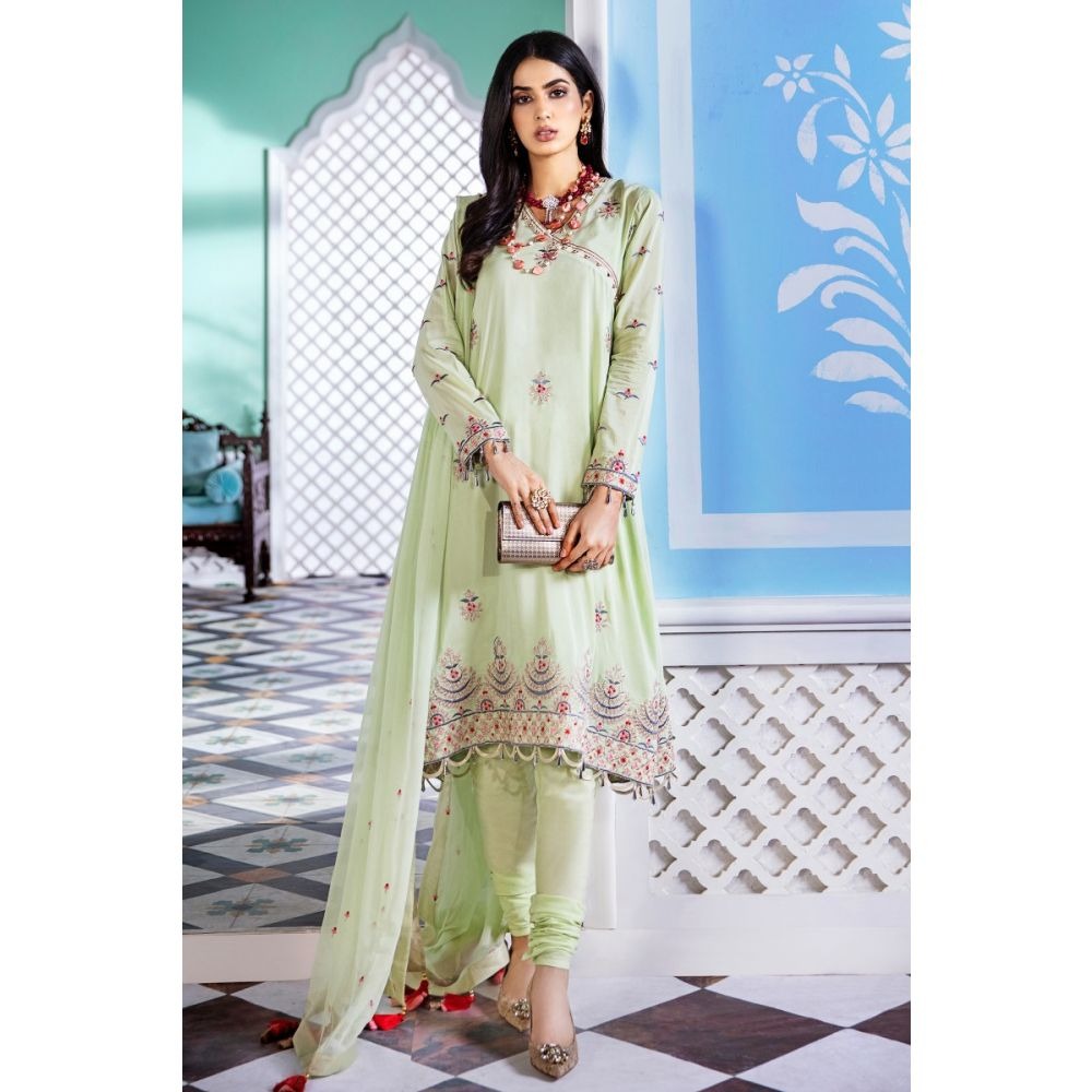 Gul Ahmed 3PC Unstitched Festive Embroidered Suit with Embroidered Chiffon Dupatta FE-323
