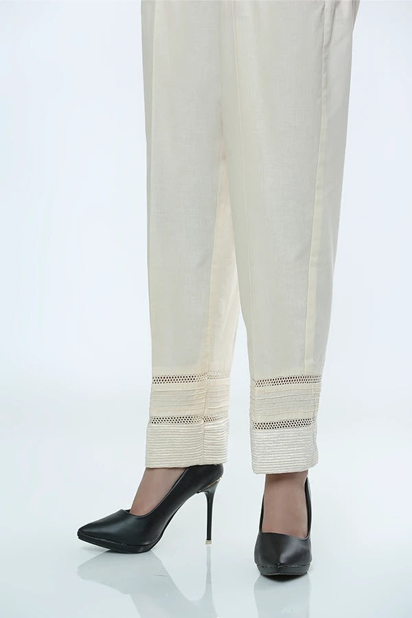 LSM Embroidered Stitched Trousers LSM-1613-Cream