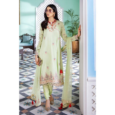 Gul Ahmed 3PC Unstitched Festive Embroidered Suit with Embroidered Chiffon Dupatta FE-323