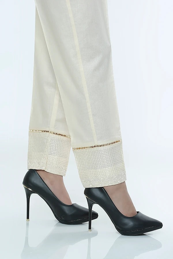 LSM Embroidered Stitched Trousers LSM-1620-Cream