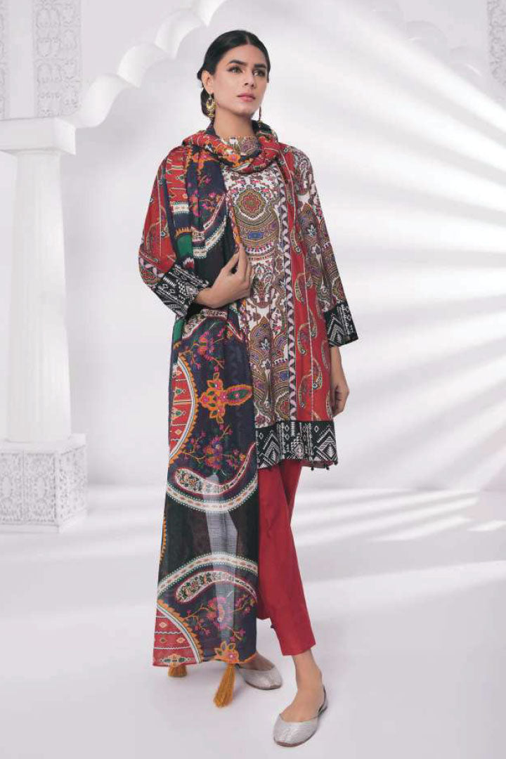 Sapphire 3 Piece Stitched Printed Lawn Suit - SSD-08