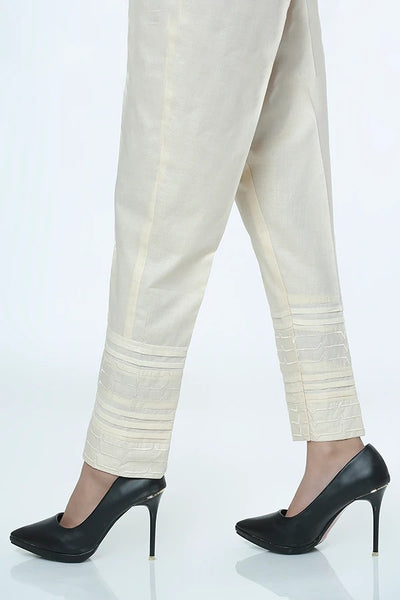 LSM Embroidered Stitched Trousers LSM-1617-Cream