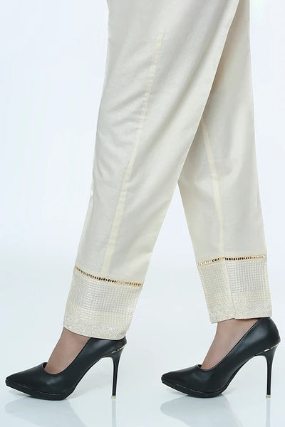 LSM Embroidered Stitched Trousers LSM-1620-Cream