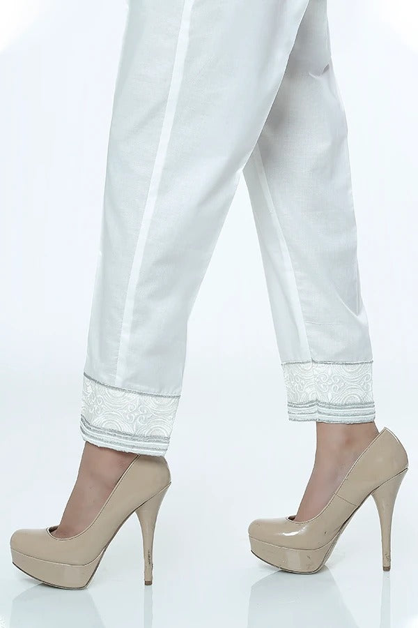 LSM Embroidered Stitched Trousers LSM-1595-White