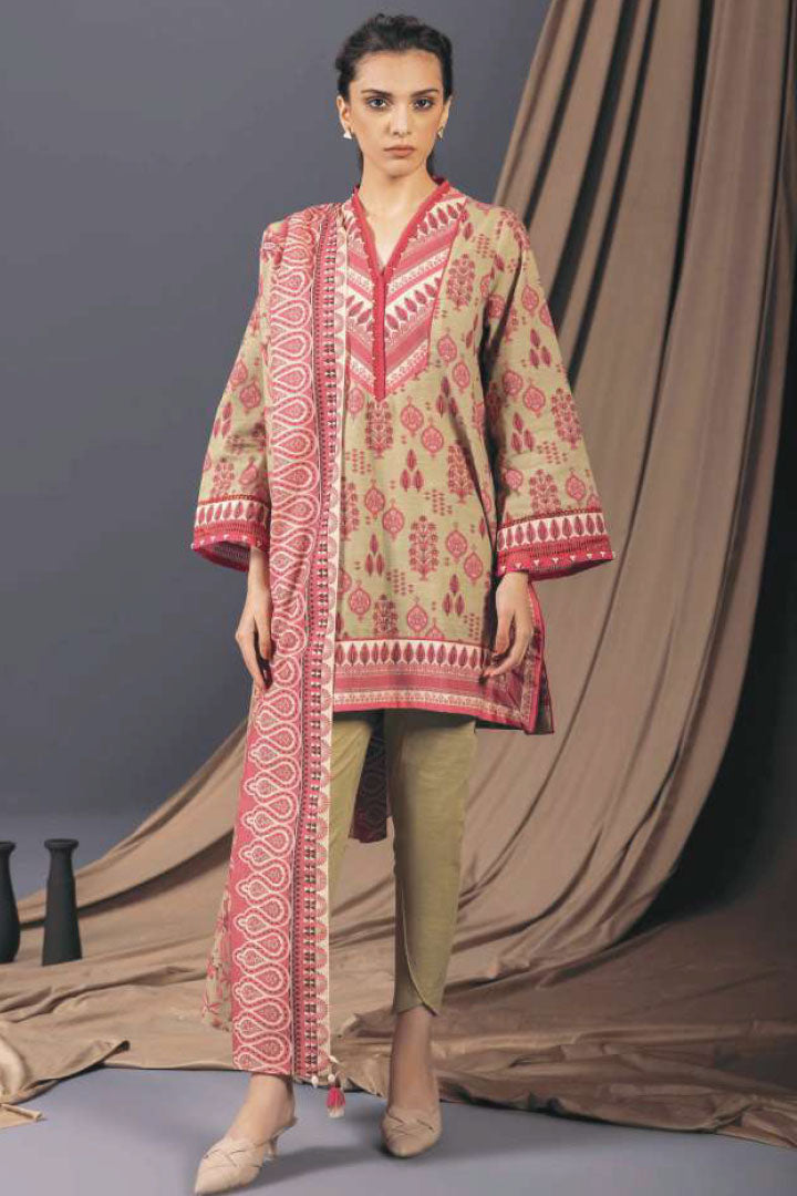 Sapphire 3 Piece Stitched Printed Lawn Suit - SSD-04