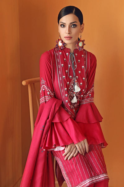 Gul Ahmed 3 PC Unstitched Embroidered Suit with Karandi Dupatta ADE-09