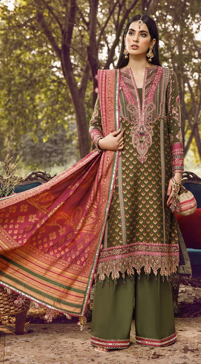 Anaya By Kiran Chaudhry 3 Piece Unstitched Embroidered Dobby Linen Suit - AEL22-02 NOUR
