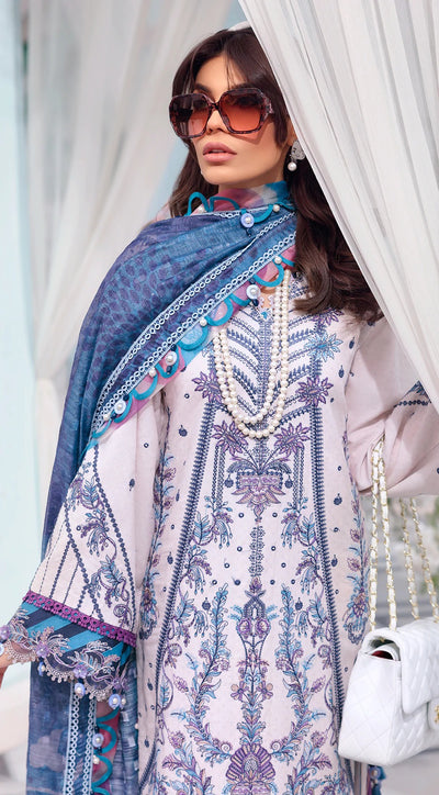 Anaya By Kiran Chaudhry 3 Piece Unstitched Embroidered Lawn Suit - AL22-11 ZAYNA