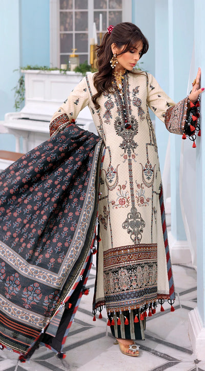 Anaya By Kiran Chaudhry 3 Piece Unstitched Embroidered Lawn Suit - AL22-14 FARAH