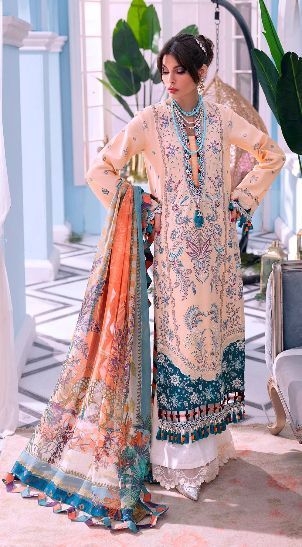 Anaya By Kiran Chaudhry 3 Piece Unstitched Embroidered Lawn Suit - AL22-18 NATASHA