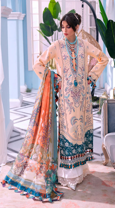 Anaya By Kiran Chaudhry 3 Piece Unstitched Embroidered Lawn Suit - AL22-18 NATASHA