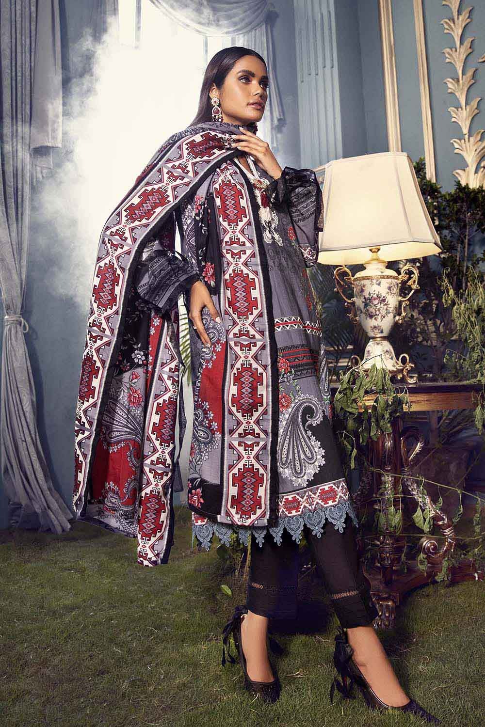 Gul Ahmed 3PC Unstitched Printed Pashmina Shawl Suit AP-12067