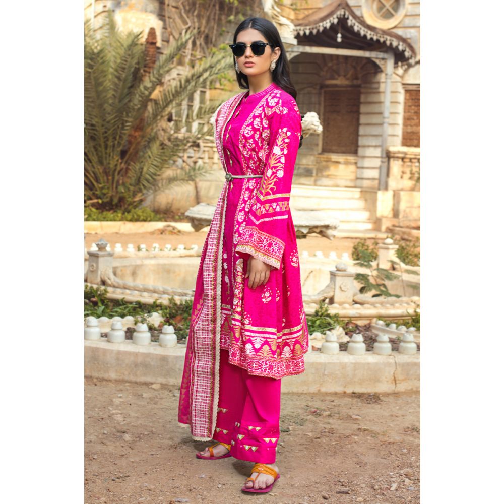 Gul Ahmed Printed With Lace Lawn Unstitched 3 Piece Suit ARZ-05