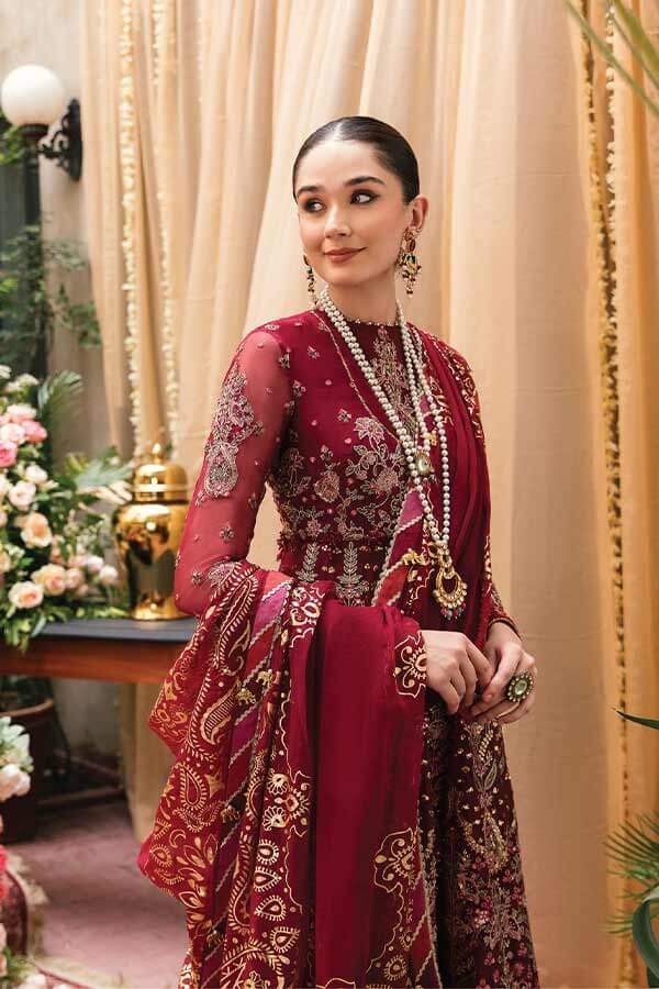 Afrozeh 3 Piece Stitched Embroidered Luxury Chiffon Suit - AZ-V2-02 Golnaz