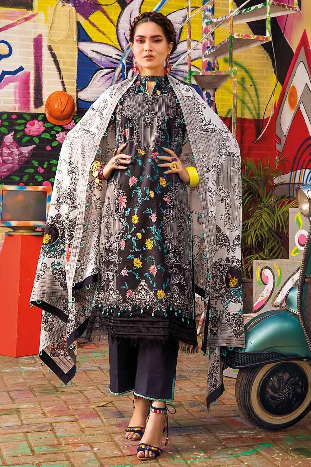 Gul Ahmed 3PC Digital Printed Lawn Unstitched Suit B-22006
