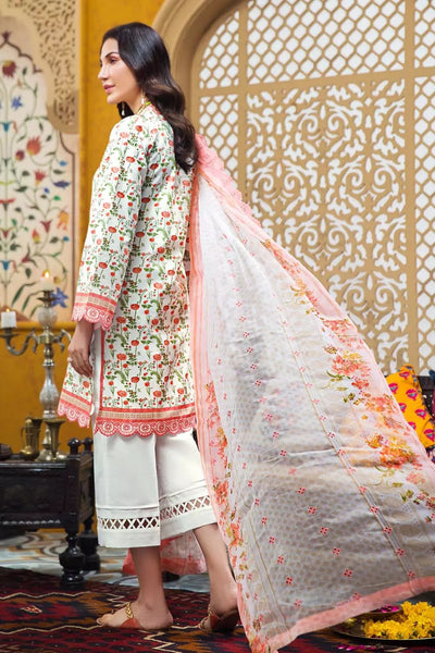 Gul Ahmed 3PC Unstitched Embroidered Printed Lawn Suit With Embroidered & Printed Chiffon Dupatta BCT-27