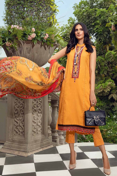 Gul Ahmed 3PC Unstitched Embroidered Suit with Chiffon Dupatta BM-12001