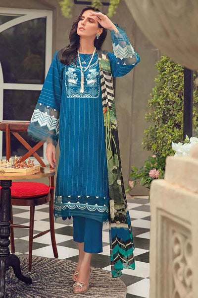 Gul Ahmed 3PC Unstitched Embroidered Lawn Suit With Digital Printed Chiffon Dupatta BM-12004